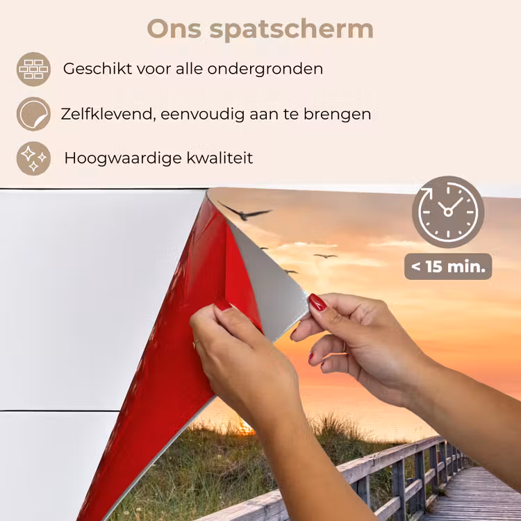 Zonsonderang - Zee - Pad - Gras - Duin - Vogels keuken achterwand spatscherm klein -spatscherm_NL