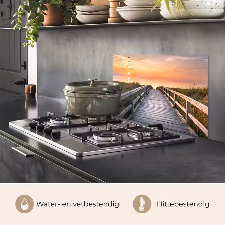 Zonsonderang - Zee - Pad - Gras - Duin - Vogels keuken achterwand spatscherm klein -usp_NL