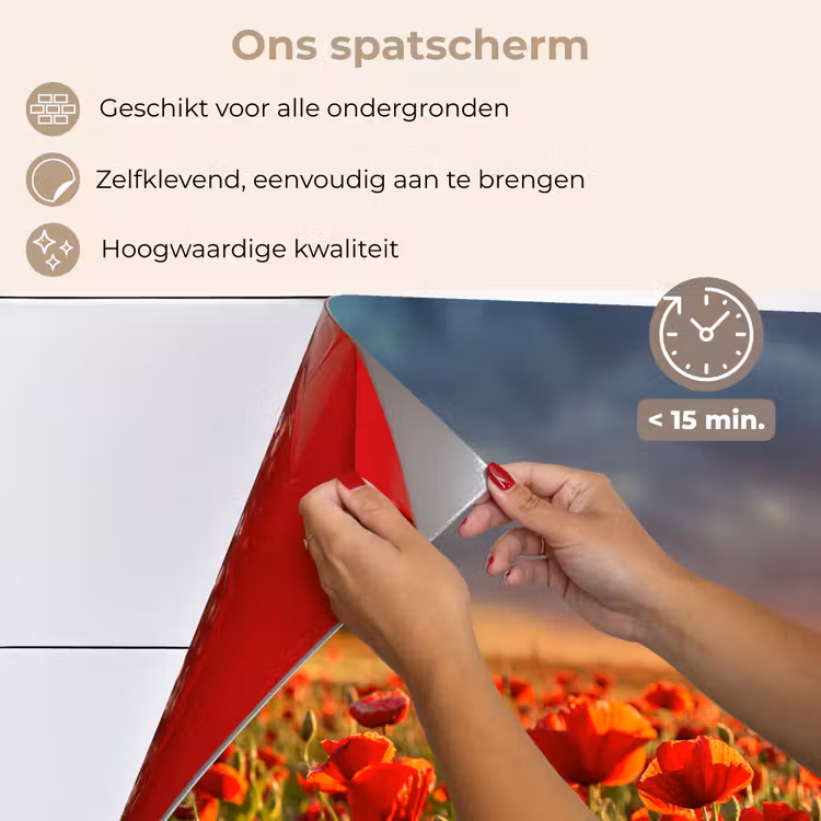 Zonsondergang - Klaprozen - Rood - Bloemen - Veld - Natuur keuken achterwand spatscherm klein -spatscherm_NL