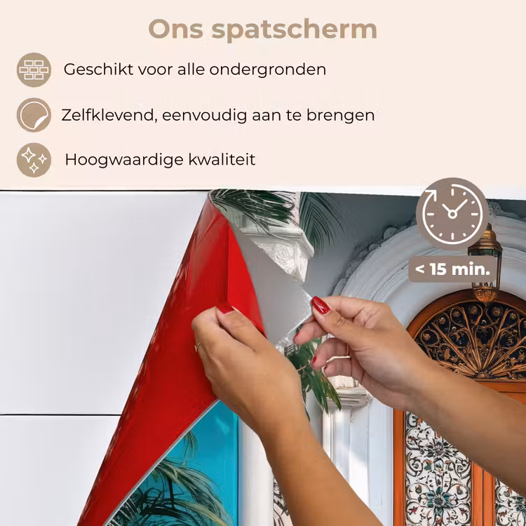 Zuilen - Sierlijke - Deur - Blauw keuken achterwand spatscherm klein -spatscherm_NL