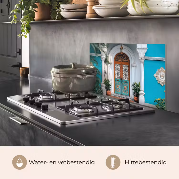 Zuilen - Sierlijke - Deur - Blauw keuken achterwand spatscherm klein -usp_NL