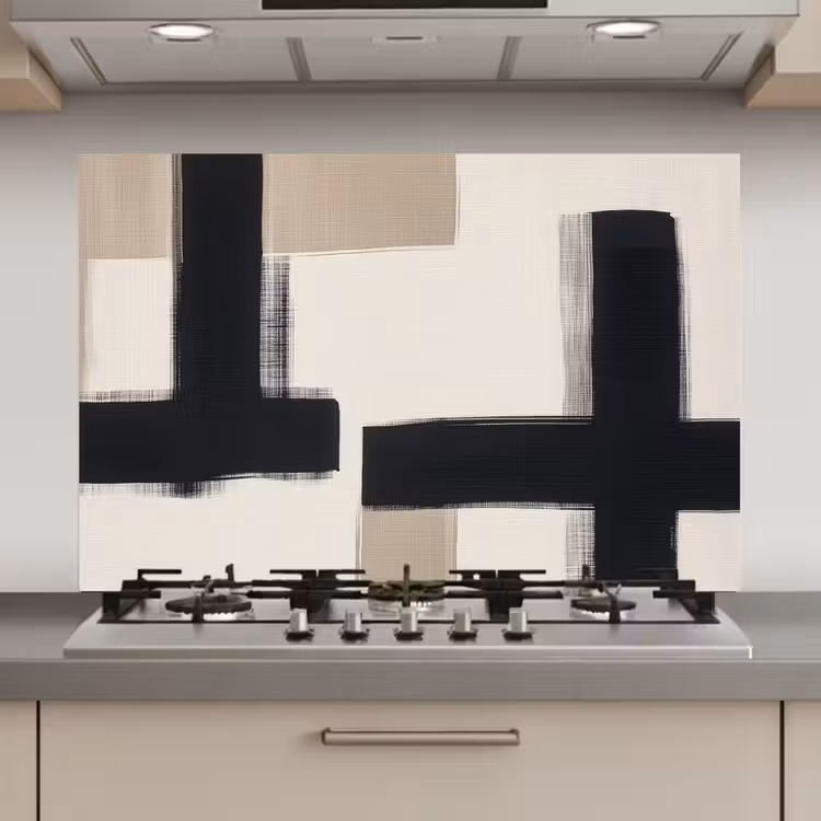 Zwart - Abstract - Japandi keuken achterwand spatscherm klein -3d_website