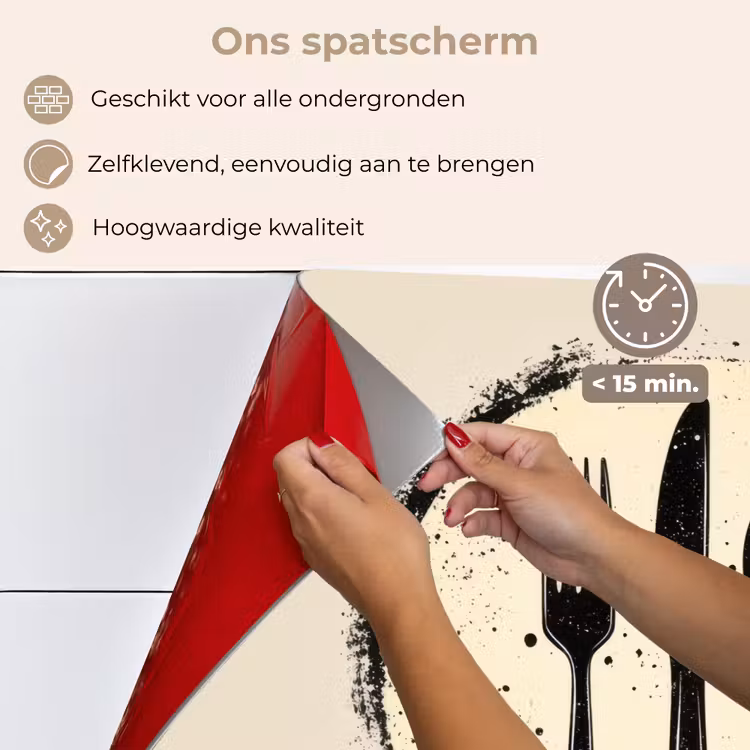 Zwart - Bestek - Rondje keuken achterwand spatscherm klein -spatscherm_NL