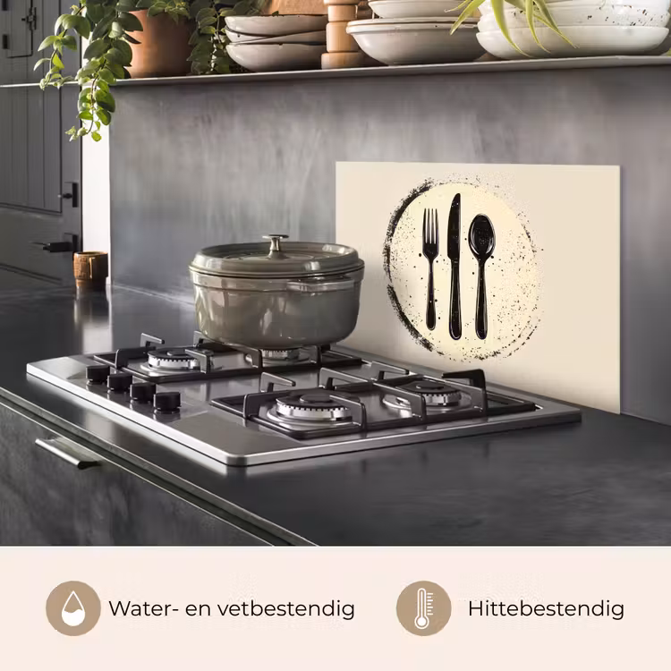 Zwart - Bestek - Rondje keuken achterwand spatscherm klein -usp_NL