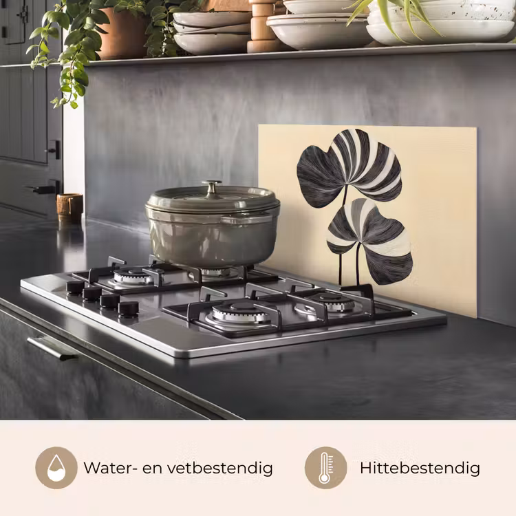 Zwart - Bladeren - Strepen - Minimalistisch keuken achterwand spatscherm klein -usp_NL
