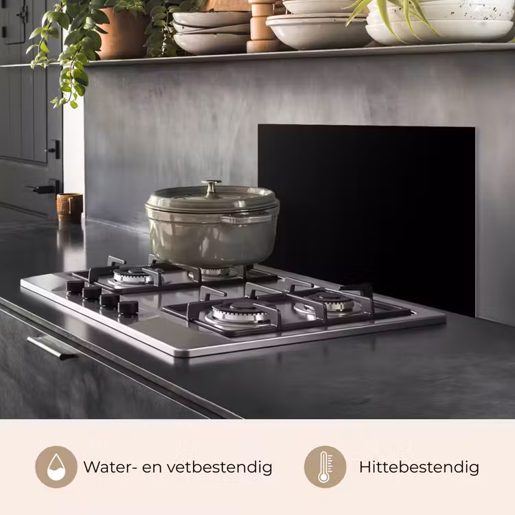 Zwart - Effen kleur keuken achterwand spatscherm klein 900 -usp_NL
