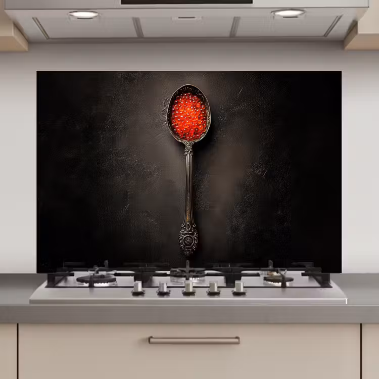 Zwart - Lepel - Caviar keuken achterwand spatscherm klein -3d_website