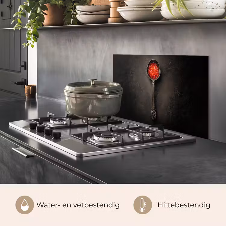 Zwart - Lepel - Caviar keuken achterwand spatscherm klein -usp_NL