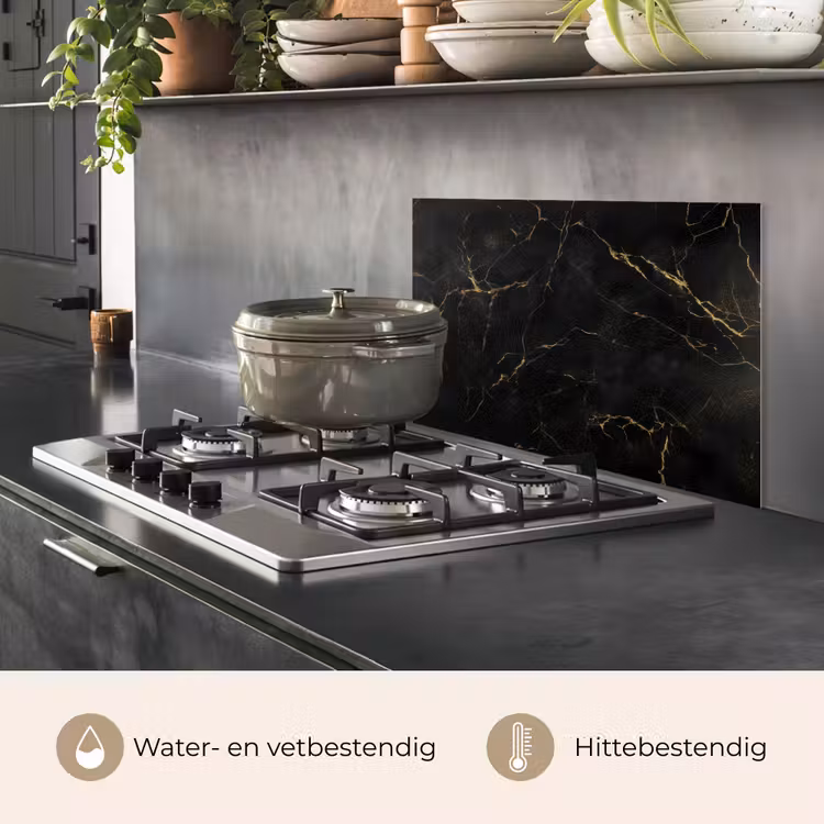 Zwart marmer - Gouden aders - Klassiek keuken achterwand spatscherm klein -usp_NL