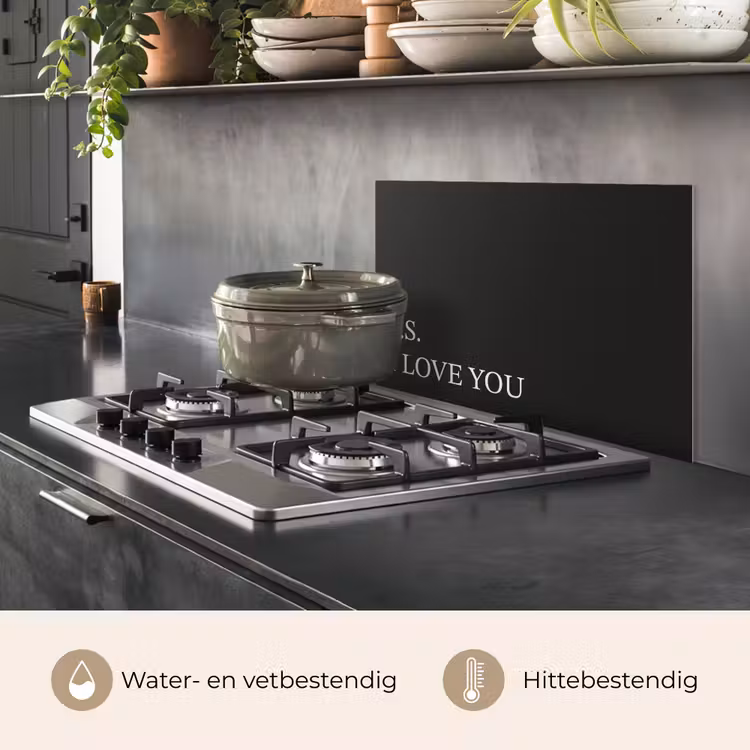 Zwart - Minimalistisch - Valentijn keuken achterwand spatscherm klein -usp_NL