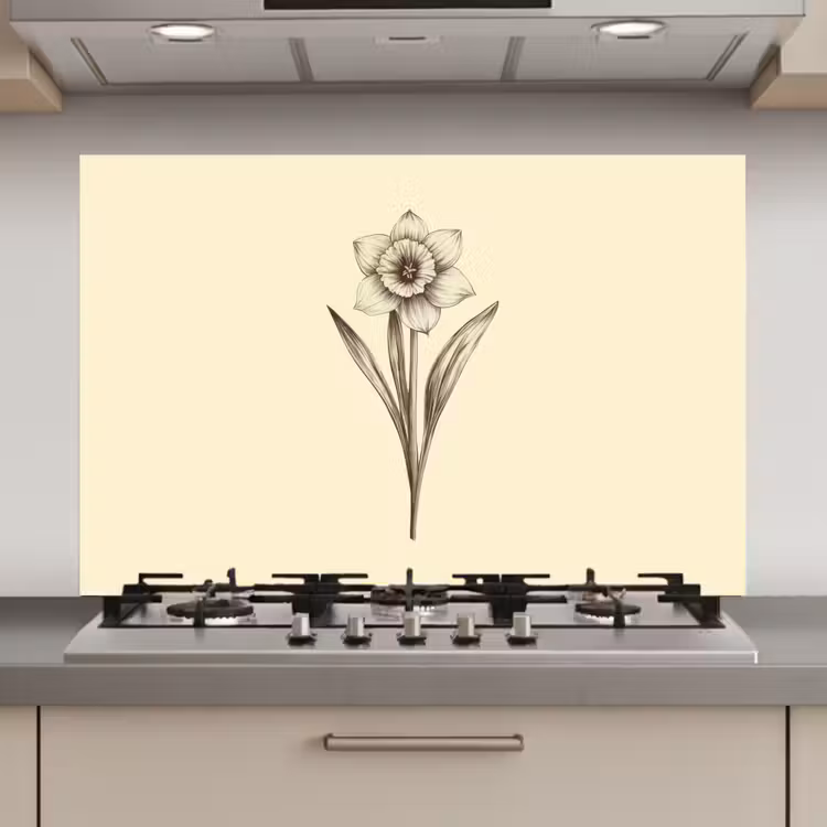 Zwart - Narcis - Illustratie keuken achterwand spatscherm klein -3d_website