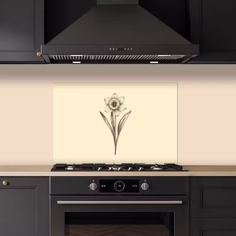 Zwart - Narcis - Illustratie keuken achterwand spatscherm klein -sfeer1