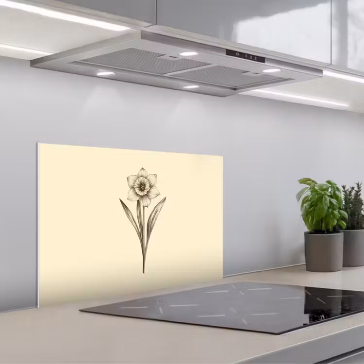 Zwart - Narcis - Illustratie keuken achterwand spatscherm klein -3d_schuin