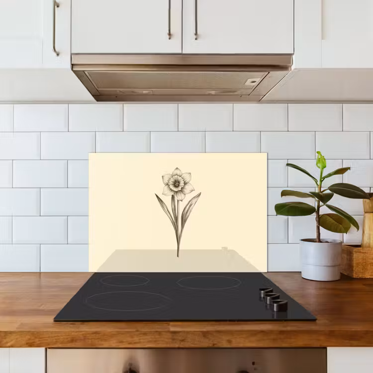 Zwart - Narcis - Illustratie keuken achterwand spatscherm klein -sfeer2