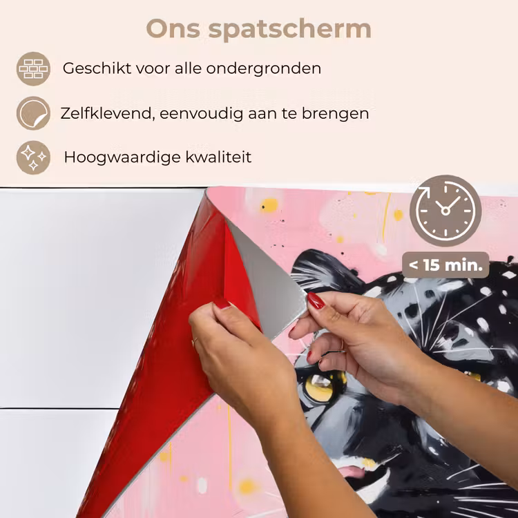 Zwart - Panter - Roze - Abstract keuken achterwand spatscherm klein -spatscherm_NL