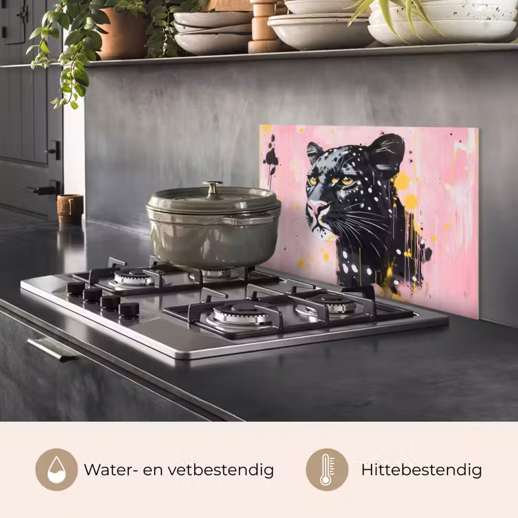 Zwart - Panter - Roze - Abstract keuken achterwand spatscherm klein -usp_NL