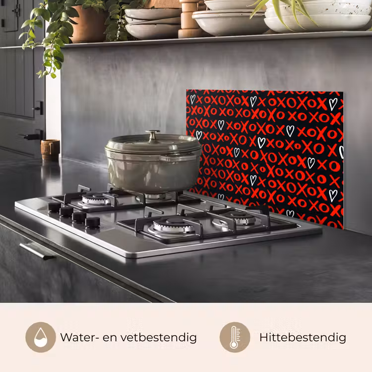 Zwart - Rood - Contrast - Liefde keuken achterwand spatscherm klein 900 -usp_NL