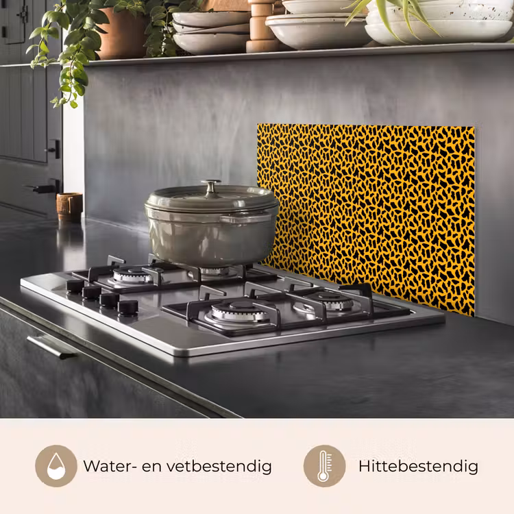 Zwart - Vlekken - Oranje - Dier keuken achterwand spatscherm klein 900 -usp_NL