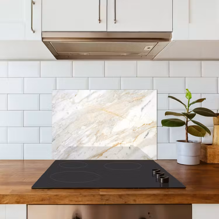 Zwart-wit foto van marmer keuken achterwand spatscherm klein -sfeer2