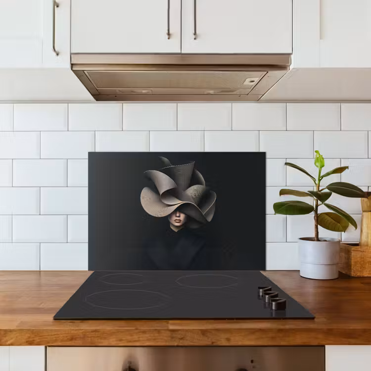Zwarte - Hoed - Vrouw keuken achterwand spatscherm klein -sfeer2