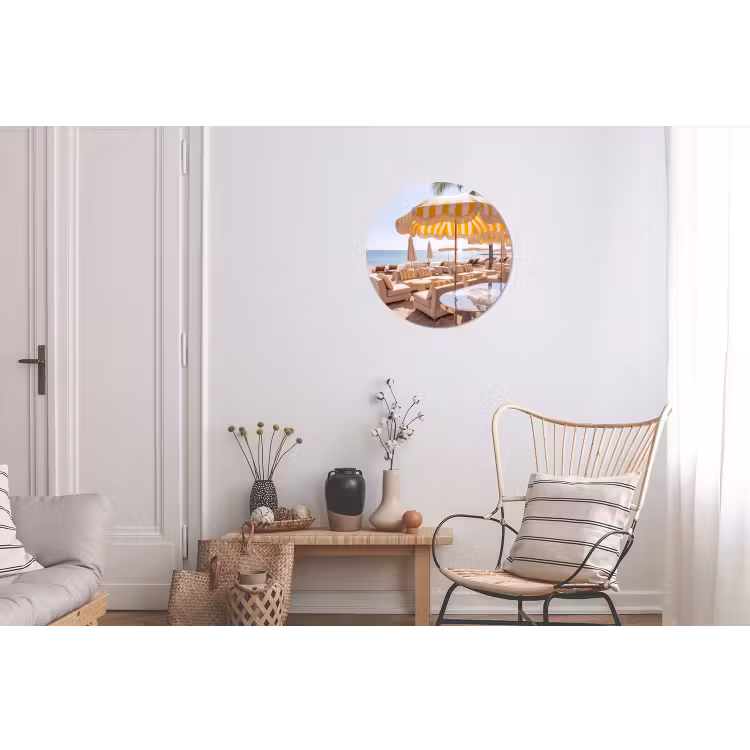 Strand - Ligbedden - Vakantie - Modern - Geel Wandcirkel aluminium klein -woonkamer