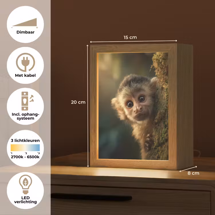 Aap - Boomstronk - Bruin Light Box met kabel (Tafellamp) klein -USP_NL