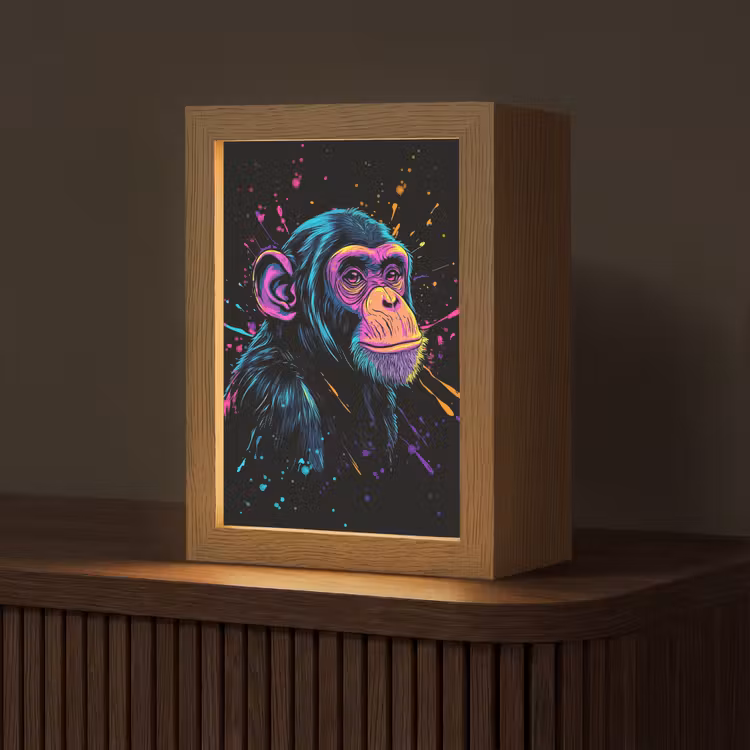 Aap - Verf - Neon - Kleur Light Box met kabel (Tafellamp) klein -z3d_website