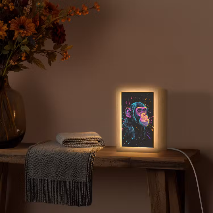 Aap - Verf - Neon - Kleur Light Box met kabel (Tafellamp) klein -sfeer4