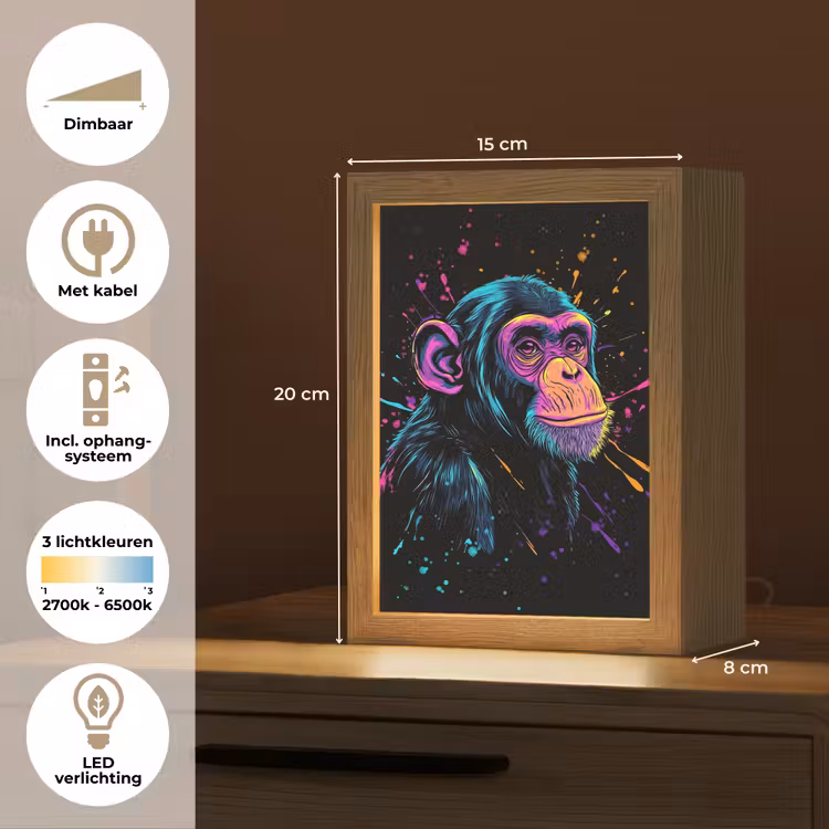 Aap - Verf - Neon - Kleur Light Box met kabel (Tafellamp) klein -USP_NL