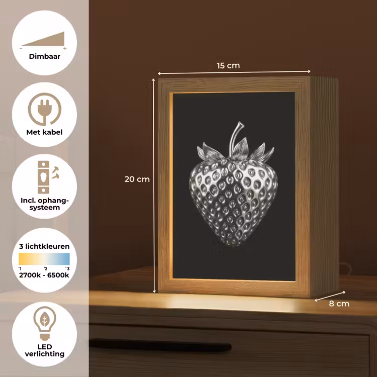 Aardbei - Zaadstructuur - Realistisch Light Box met kabel (Tafellamp) klein -USP_NL