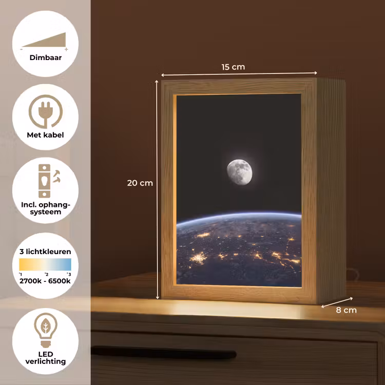 Tafellamp - Aarde - Nacht - Ruimte - Aarde - Nacht - Ruimte Light Box met kabel (Tafellamp) klein