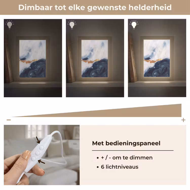 Abstract - Acryl - Blauw - Goud - Elegant Light Box met kabel (Tafellamp) klein -USP_dimbaarNL