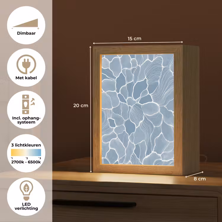 Abstract - Blauw - Bladeren Light Box met kabel (Tafellamp) klein -USP_NL