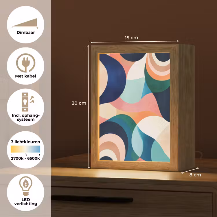 Abstract - Blauw - Roze Light Box met kabel (Tafellamp) klein -USP_NL