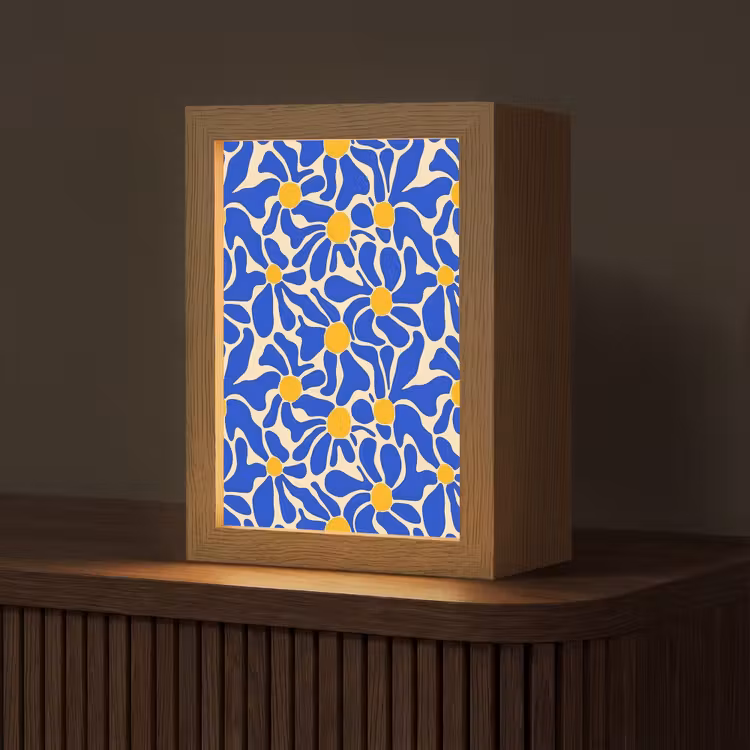 Abstract - Bloem - Blauw Light Box met kabel (Tafellamp) klein 925 -z3d_website