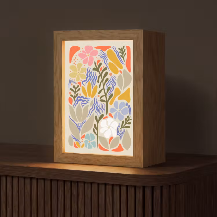 Abstract - Bloemen - Bladeren Light Box met kabel (Tafellamp) klein -z3d_website