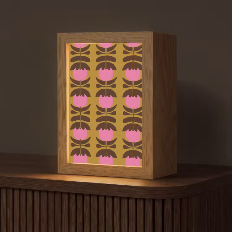 Abstract - Bloemen - Roze Light Box met kabel (Tafellamp) klein 925 -z3d_website