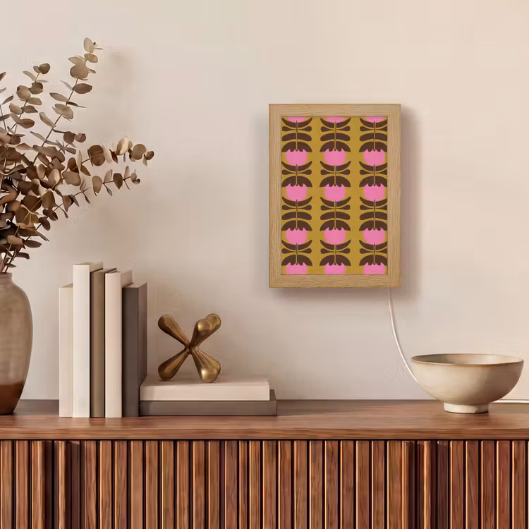 Abstract - Bloemen - Roze Light Box met kabel (Tafellamp) klein 925 -sfeer2