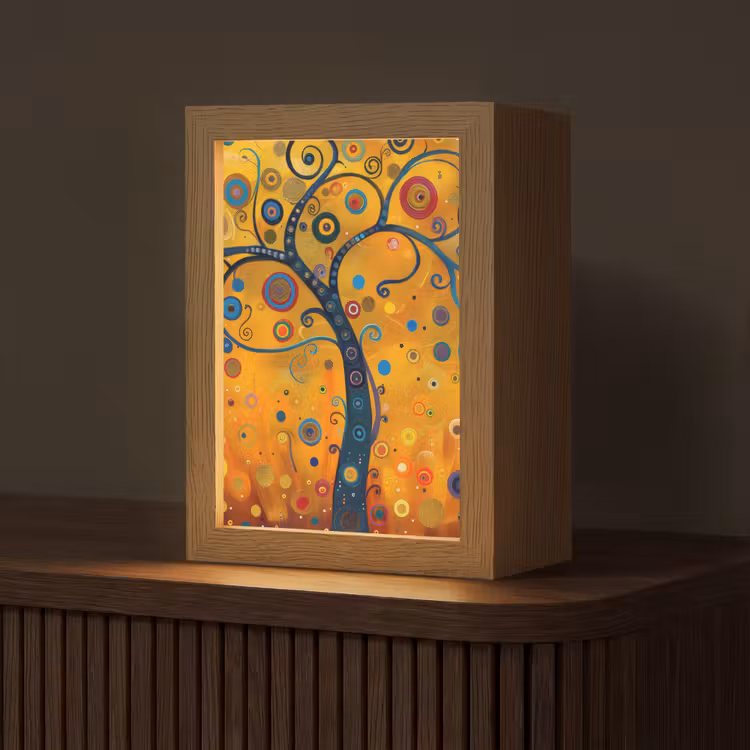 Abstract - Boom - Levensboom - Modern Light Box met kabel (Tafellamp) klein -z3d_website