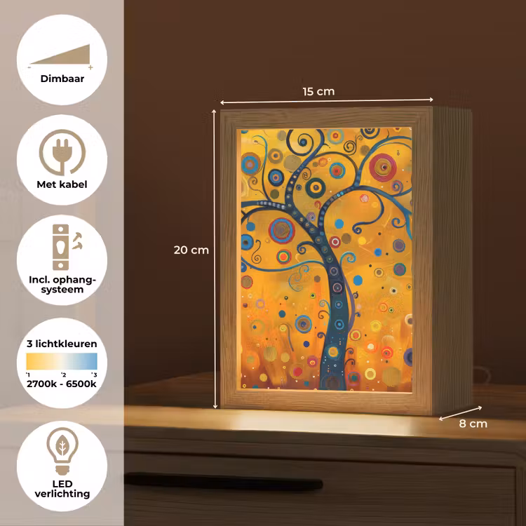 Abstract - Boom - Levensboom - Modern Light Box met kabel (Tafellamp) klein -USP_NL