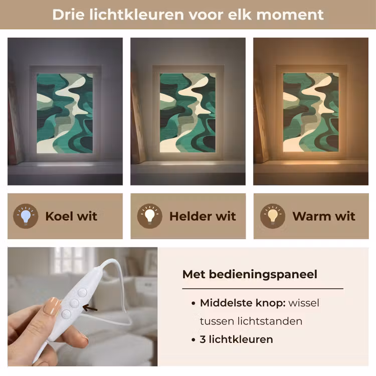 Abstract - Camouflage - Groen Light Box met kabel (Tafellamp) klein -USP_lichtkleurNL