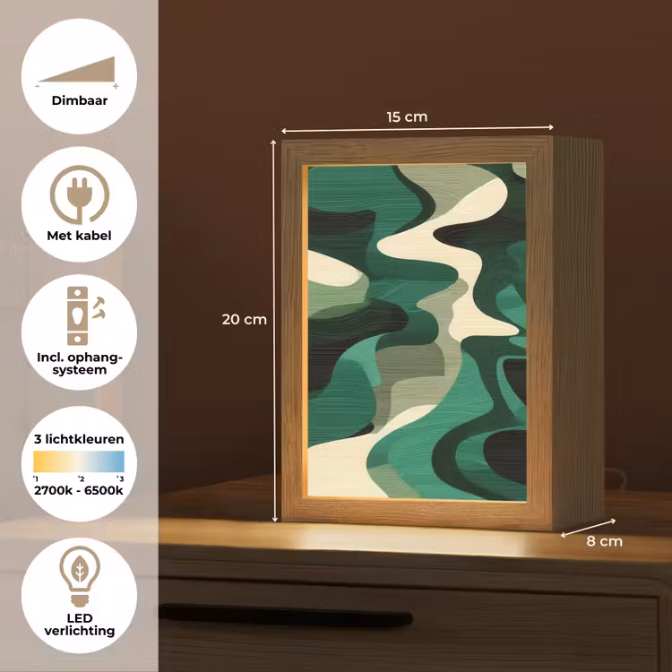 Abstract - Camouflage - Groen Light Box met kabel (Tafellamp) klein -USP_NL