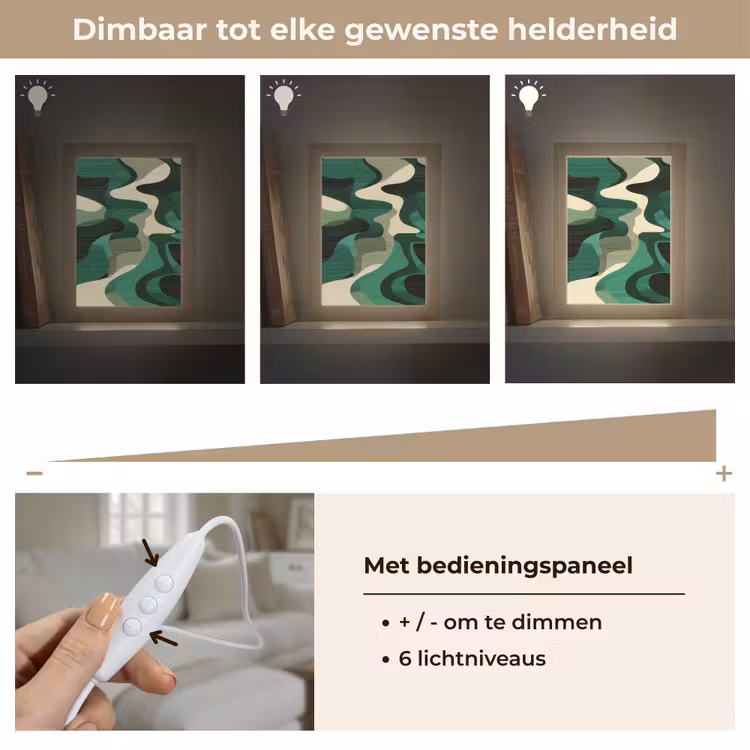 Abstract - Camouflage - Groen Light Box met kabel (Tafellamp) klein -USP_dimbaarNL