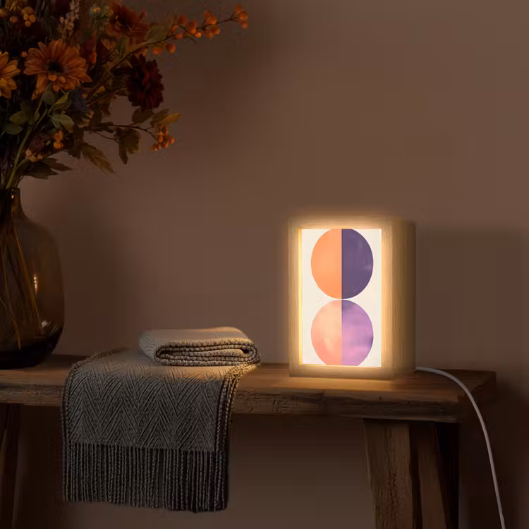 Abstract - Cirkels - Paars Light Box met kabel (Tafellamp) klein -sfeer4
