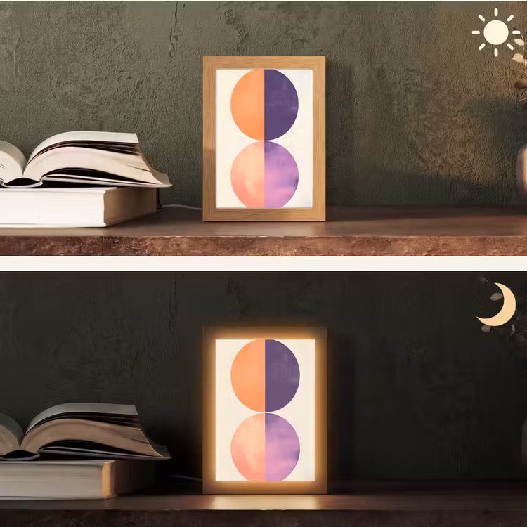 Abstract - Cirkels - Paars Light Box met kabel (Tafellamp) klein -sfeer3