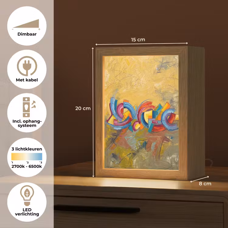 Abstract - Cirkels - Schilderij - Kleurrijk - Dynamisch Light Box met kabel (Tafellamp) klein -USP_NL