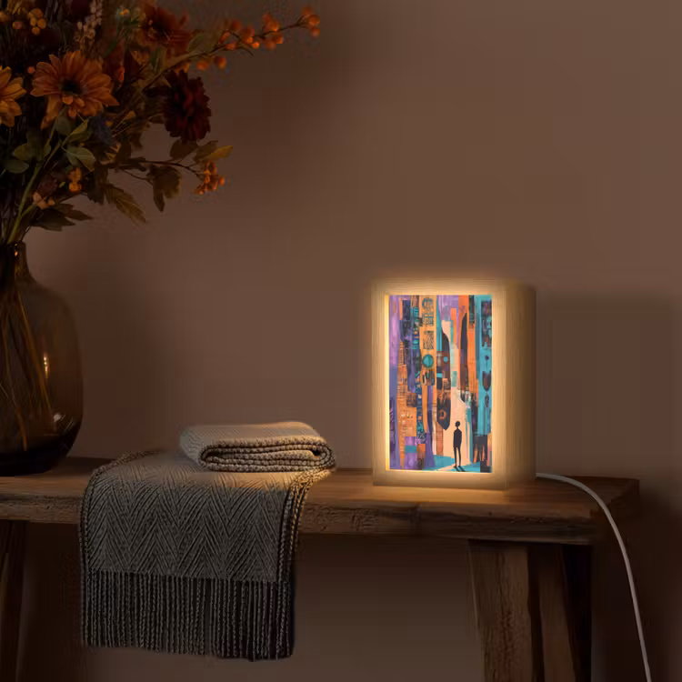 Abstract - Figuren - Kleurrijk Light Box met kabel (Tafellamp) klein -sfeer4