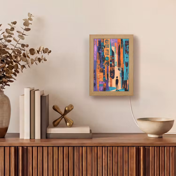 Abstract - Figuren - Kleurrijk Light Box met kabel (Tafellamp) klein -sfeer2