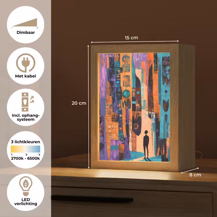 Abstract - Figuren - Kleurrijk Light Box met kabel (Tafellamp) klein -USP_NL