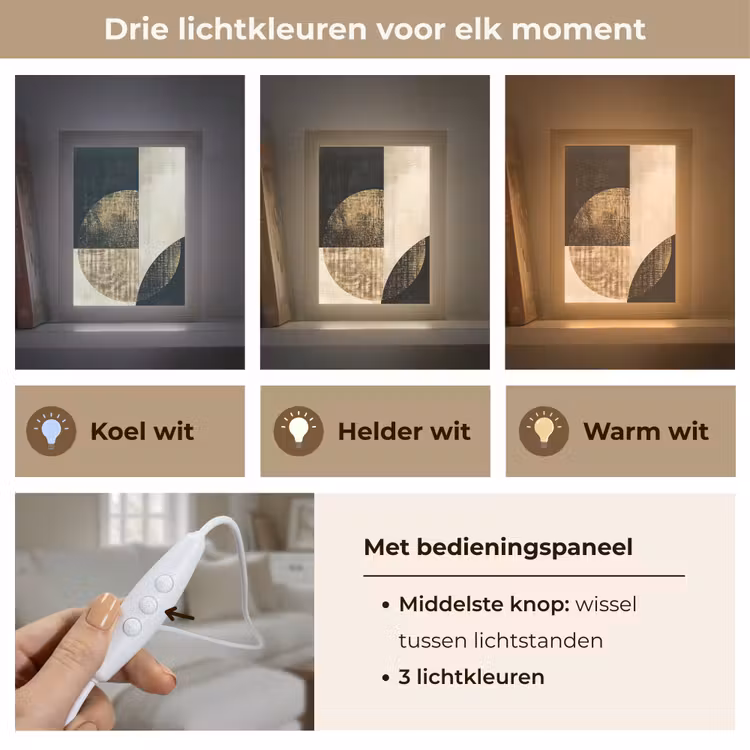 Abstract - Geometrische vormen - Zwart - Goud Light Box met kabel (Tafellamp) klein -USP_lichtkleurNL